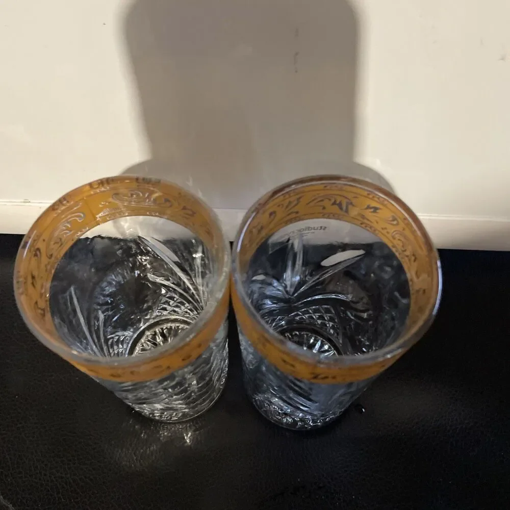 Vintage Studio Crystal By Studio Silversmiths Barware 3 peice Set‎
